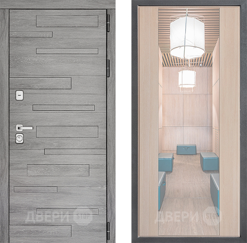 Входная металлическая Дверь Дверной континент ДК-10 ФЛЗ-1 Зеркало Капучино в Бронницах