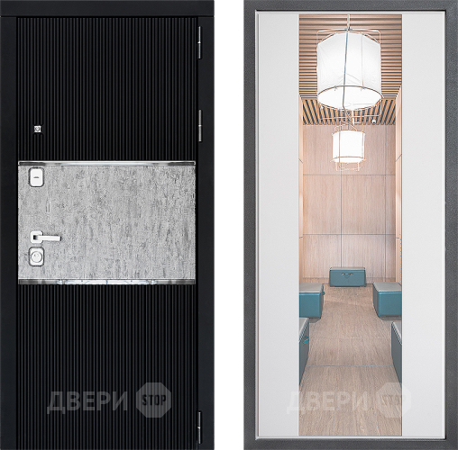 Входная металлическая Дверь Дверной континент ДК-13 ФЛЗ-1 Зеркало Белый софт в Бронницах