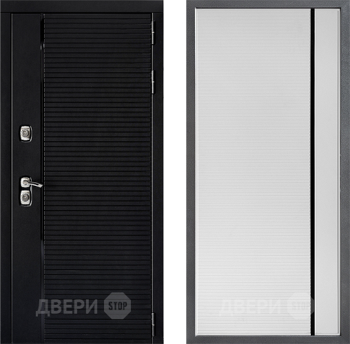 Входная металлическая Дверь Дверной континент ДК-1 ФЛ-757 Черное Стекло Софт милк в Бронницах