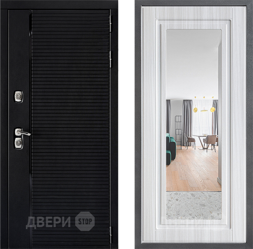 Входная металлическая Дверь Дверной континент ДК-1 ФЛЗ Зеркало Сандал белый в Бронницах