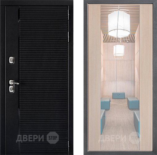 Входная металлическая Дверь Дверной континент ДК-1 ФЛЗ-1 Зеркало Капучино в Бронницах