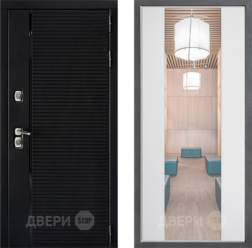 Входная металлическая Дверь Дверной континент ДК-1 ФЛЗ-1 Зеркало Белый софт в Бронницах