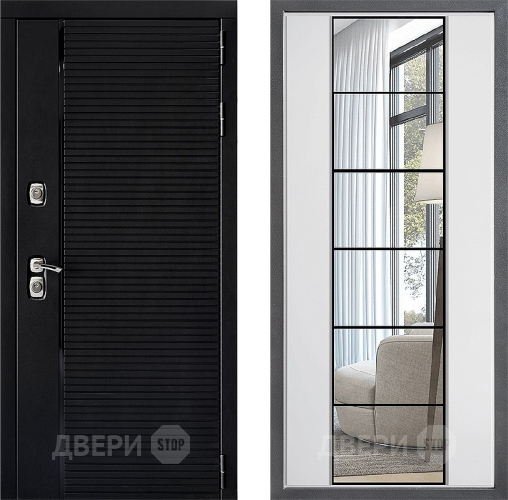 Входная металлическая Дверь Дверной континент ДК-1 ФЛЗ-2 Зеркало Белый софт в Бронницах