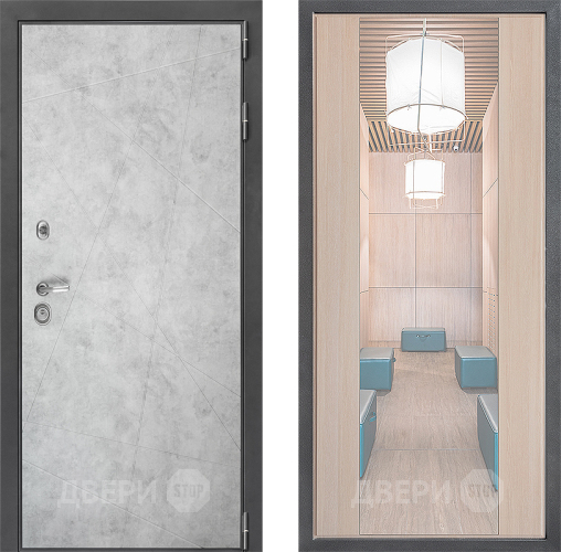 Входная металлическая Дверь Дверной континент ДК-3/743 ФЛЗ-1 Зеркало Капучино в Бронницах