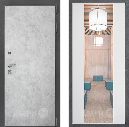 Входная металлическая Дверь Дверной континент ДК-3/743 ФЛЗ-1 Зеркало Белый софт в Бронницах