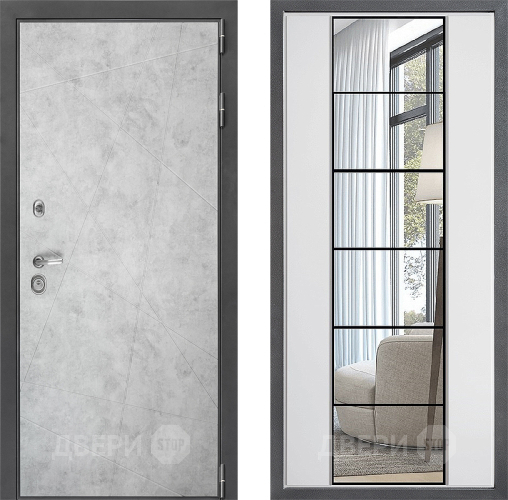 Входная металлическая Дверь Дверной континент ДК-3/743 ФЛЗ-2 Зеркало Белый софт в Бронницах