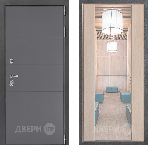 Входная металлическая Дверь Дверной континент ДК-3/649 ФЛЗ-1 Зеркало Капучино в Бронницах