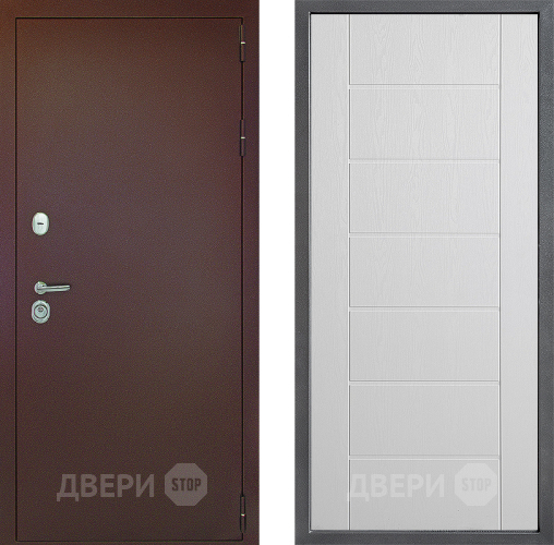 Входная металлическая Дверь Дверной континент Рубикон Медь Дизайн ФЛ-Лайн Белое дерево в Бронницах