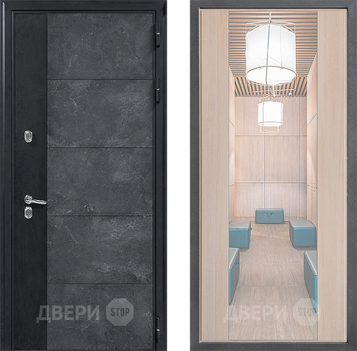 Входная металлическая Дверь Дверной континент ДК-15 Бетон ТЕРМО ФЛЗ-1 Зеркало Капучино в Бронницах