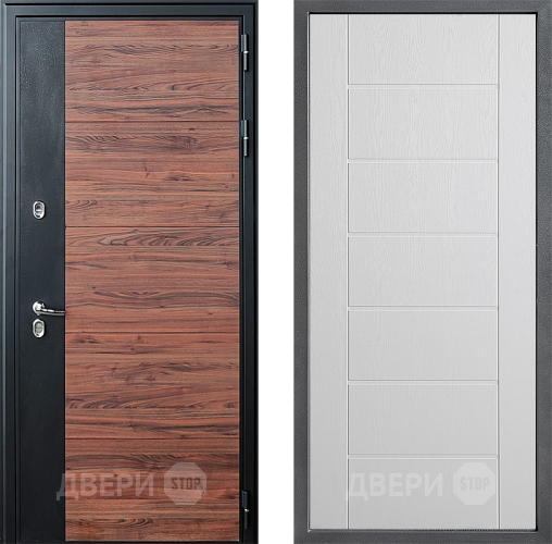 Входная металлическая Дверь Дверной континент ДК-15 Красное Дерево ТЕРМО ФЛ-Лайн Белое дерево в Бронницах