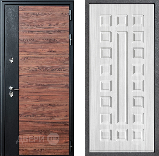 Входная металлическая Дверь Дверной континент ДК-15 Красное Дерево ТЕРМО ФЛ-183 Сандал белый в Бронницах