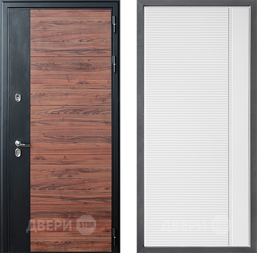 Входная металлическая Дверь Дверной континент ДК-15 Красное Дерево ТЕРМО ФЛ-757 Белое Стекло Софт милк в Бронницах