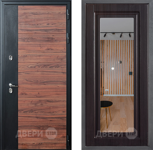 Дверь Дверной континент ДК-15 Красное Дерево ТЕРМО ФЛЗ Зеркало Венге в Бронницах