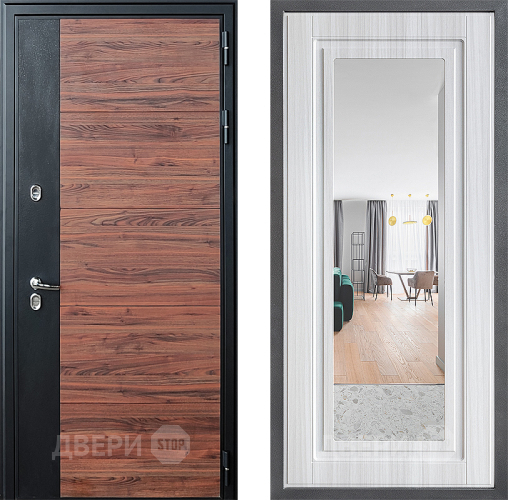Дверь Дверной континент ДК-15 Красное Дерево ТЕРМО ФЛЗ Зеркало Сандал белый в Бронницах