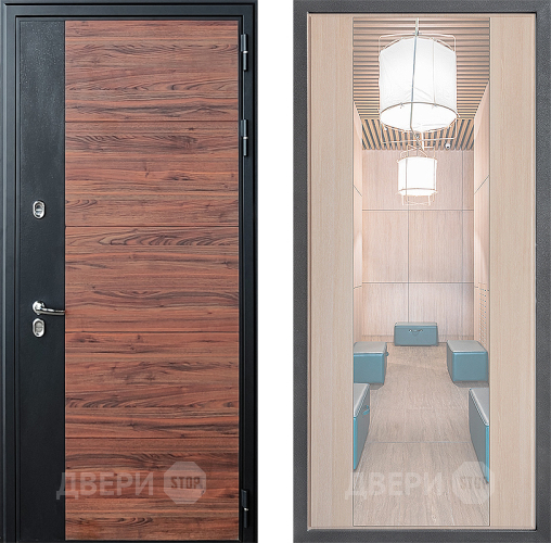 Дверь Дверной континент ДК-15 Красное Дерево ТЕРМО ФЛЗ-1 Зеркало Капучино в Бронницах