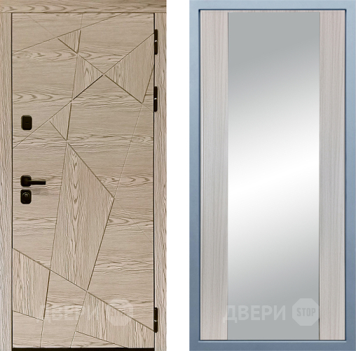 Входная металлическая Дверь Дива МД-97/1 Д-15 Зеркало Сандал белый в Бронницах