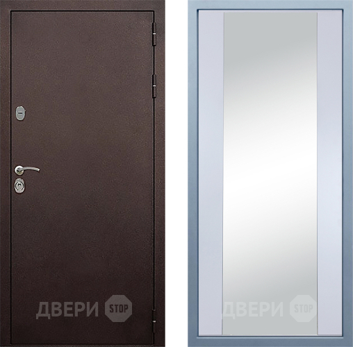 Входная металлическая Дверь Дива МД-40 Медь Д-15 Зеркало Белый в Бронницах