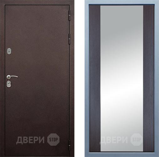Входная металлическая Дверь Дива МД-40 Медь Д-15 Зеркало Венге в Бронницах