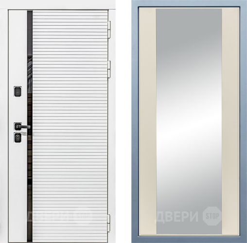 Входная металлическая Дверь Дива МХ-45 Белая STR Д-15 Зеркало Шампань в Бронницах