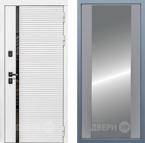 Входная металлическая Дверь Дива МХ-45 Белая STR Д-15 Зеркало Силк Маус в Бронницах