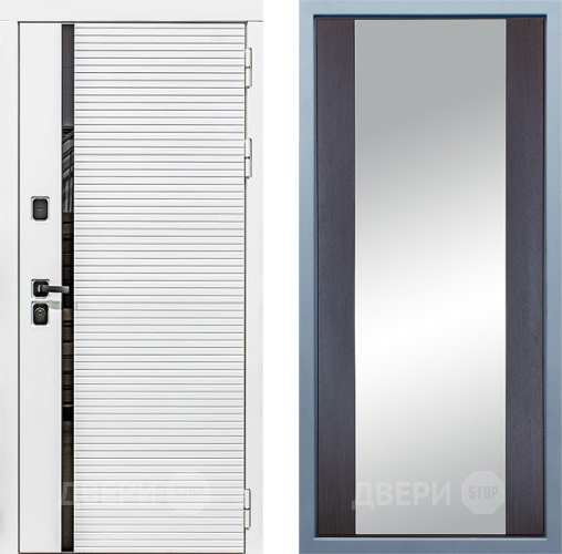 Входная металлическая Дверь Дива МХ-45 Белая STR Д-15 Зеркало Венге в Бронницах