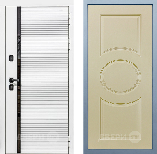 Входная металлическая Дверь Дива МХ-45 Белая STR Д-8 Шампань в Бронницах