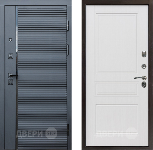 Входная металлическая Дверь Престиж Черная Линия Классика Белое дерево в Бронницах