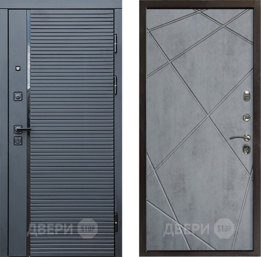 Входная металлическая Дверь Престиж Черная Линия Лучи Бетон темный в Бронницах