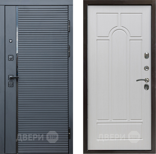 Входная металлическая Дверь Престиж Черная Линия Арка Лиственница белая в Бронницах