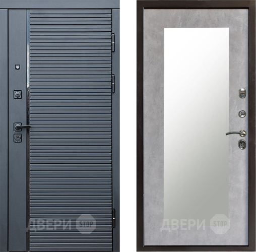 Дверь Престиж Черная Линия Зеркло Пастораль Бетон светлый в Бронницах