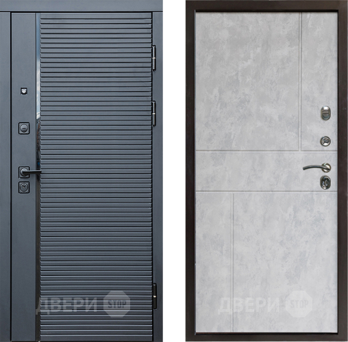 Входная металлическая Дверь Престиж Черная Линия Горизонт Бетон светлый в Бронницах