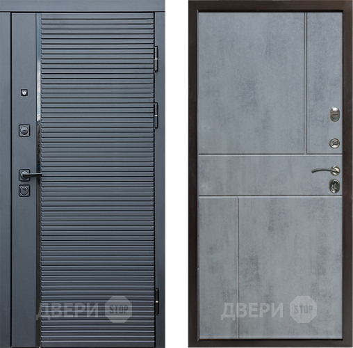 Входная металлическая Дверь Престиж Черная Линия Горизонт Бетон темный в Бронницах