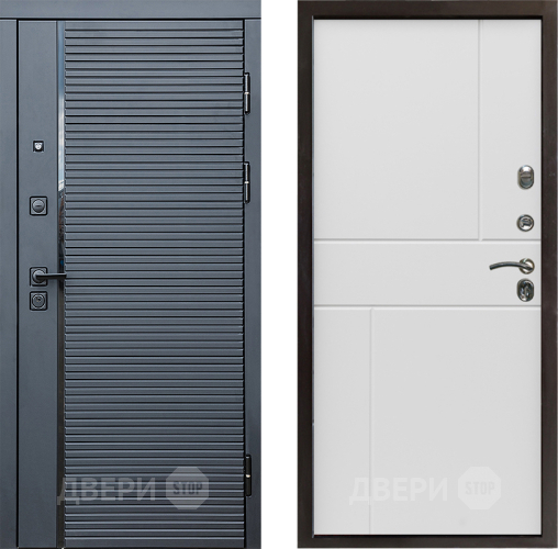 Входная металлическая Дверь Престиж Черная Линия Горизонт Бетон белый в Бронницах