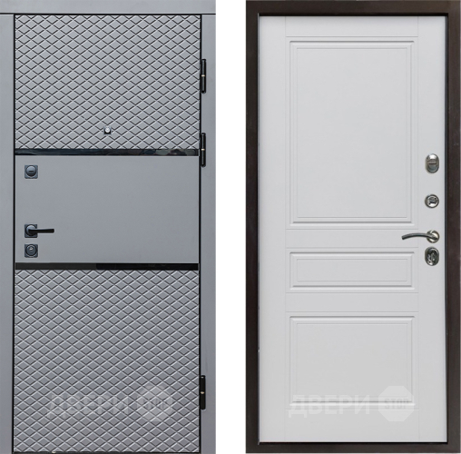 Входная металлическая Дверь Престиж Ромб Классика Белый матовый в Бронницах