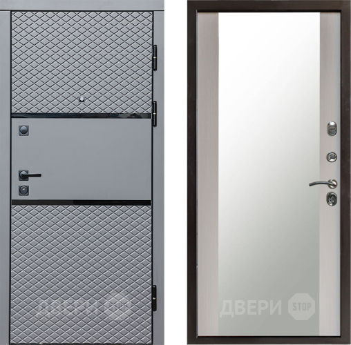Входная металлическая Дверь Престиж Ромб Зеркало Лиственница белая в Бронницах