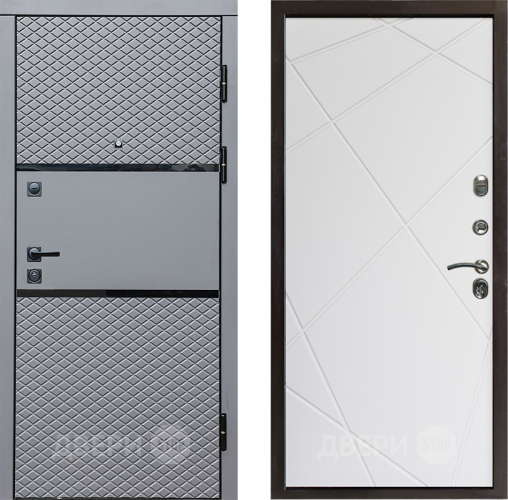 Входная металлическая Дверь Престиж Ромб Лучи Бетон белый в Бронницах