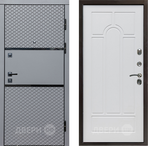 Входная металлическая Дверь Престиж Ромб Арка Белое дерево в Бронницах