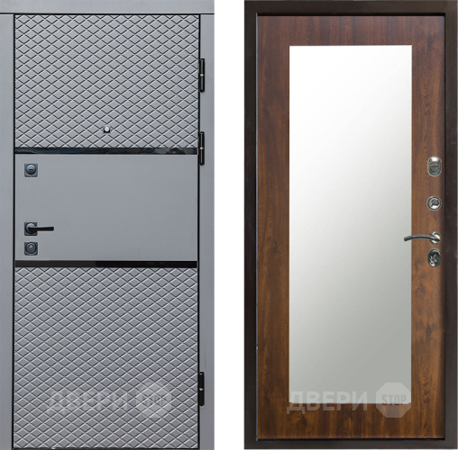 Входная металлическая Дверь Престиж Ромб Зеркло Пастораль Дуб в Бронницах