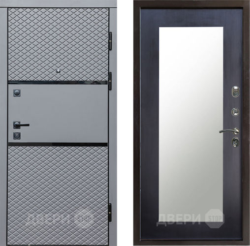 Входная металлическая Дверь Престиж Ромб Зеркло Пастораль Венге в Бронницах