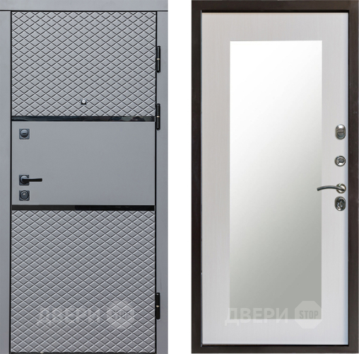 Входная металлическая Дверь Престиж Ромб Зеркло Пастораль Лиственница белая в Бронницах