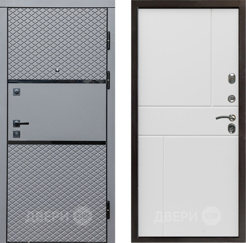 Входная металлическая Дверь Престиж Ромб Горизонт Бетон белый в Бронницах