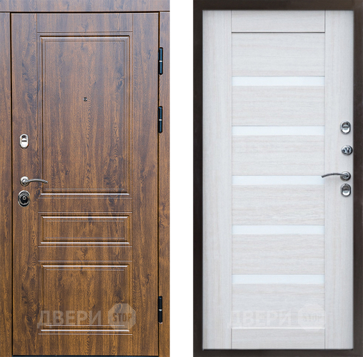 Входная металлическая Дверь Престиж Классика Дуб Царга Лиственница белая в Бронницах