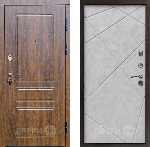 Входная металлическая Дверь Престиж Классика Дуб Лучи Бетон светлый в Бронницах