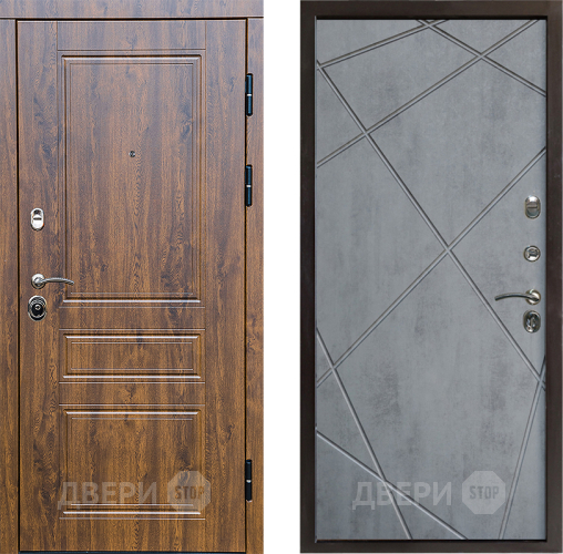 Входная металлическая Дверь Престиж Классика Дуб Лучи Бетон темный в Бронницах