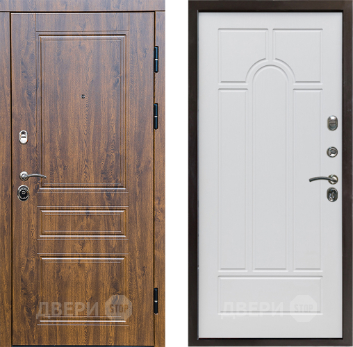 Входная металлическая Дверь Престиж Классика Дуб Арка Белое дерево в Бронницах