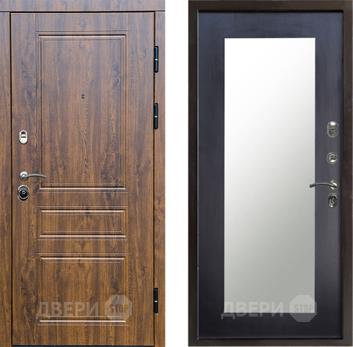 Входная металлическая Дверь Престиж Классика Дуб Зеркло Пастораль Венге в Бронницах
