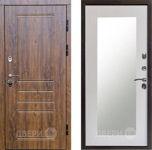 Входная металлическая Дверь Престиж Классика Дуб Зеркло Пастораль Лиственница белая в Бронницах