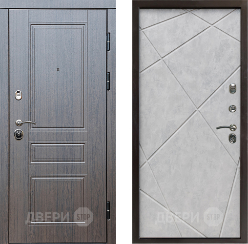 Входная металлическая Дверь Престиж Классика Венге Лучи Бетон светлый в Бронницах