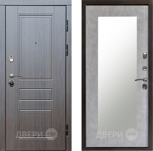 Входная металлическая Дверь Престиж Классика Венге Зеркло Пастораль Бетон светлый в Бронницах