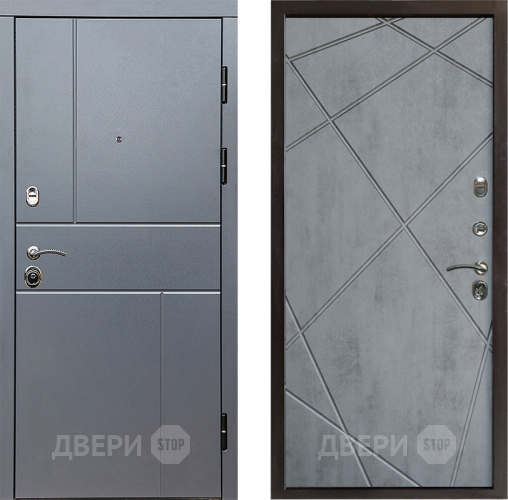 Входная металлическая Дверь Престиж Горизонт Грэй Лучи Бетон темный в Бронницах